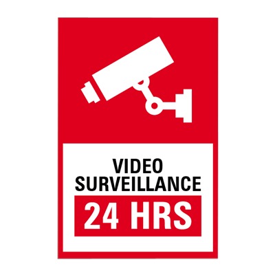 Letrero de Videovigilancia / 19.8 x 30 cm / 7.8 x 11.8 in / Poliestireno / Inglés