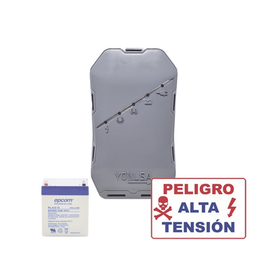 Energizador de Cerca Eléctrica / 12,000 V / 0.5 Joules / 500 m (1,640 ft) Lineales / Batería de Respaldo 4 Días / Compatible Solar 12 VCC