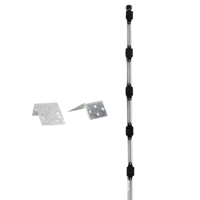 Poste para Cerco Eléctrico / 1 m (3.3 ft) de Altura / 5 Aisladores de Paso / Base Multiposición / Acero Galvanizado