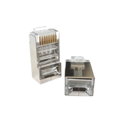Conector RJ45 / Blindado / Categoría 5E / Chapado en Oro 30µ / Sin Pin a Tierra / T568A/T568B