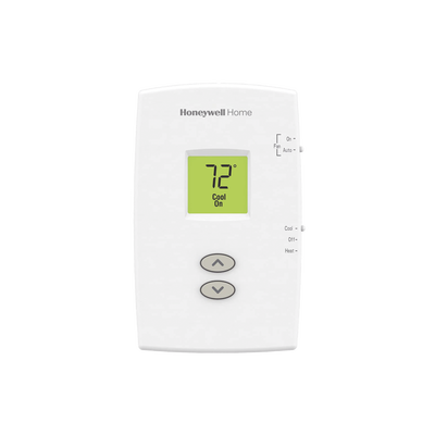 Termostato no programable / 1 etapa calor y frío / 24 VAC o batería AA / LCD 1.32 in² / 120x74x28 mm (4.7x2.9x1.1 in)