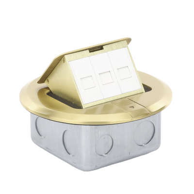 Mini Caja de Piso Redonda / Bronce / 3 Puertos / 0.829 kg / Voz y Datos / Keystone
