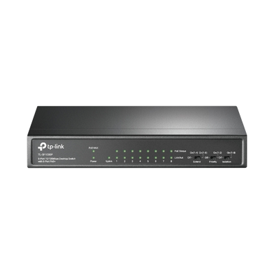 Switch PoE+ No Administrable / 9 Puertos 10/100 Mbps / 8 Puertos PoE 802.3af/at / 65W / Alcance 250 m (820 ft) / Sin Ventilador