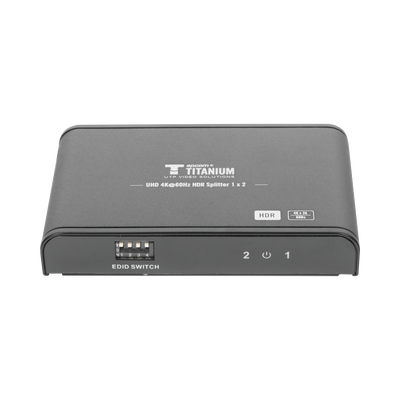 Divisor (Splitter) HDMI 4K de 1 Entrada a 2 Salidas (Simultaneas) / Soporta 4K×2K / Ajuste de resoluciones EDID / HDR / HDMI 2.0 /  HDCP 2.2  / Soporta formatos de Audio Dolby Digital / Longitud del cable de entrada y salida ≤10m.