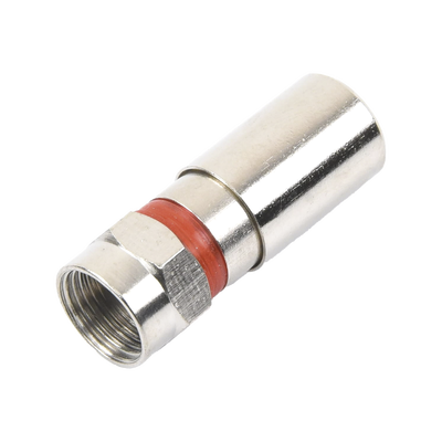 Conector F Macho / Compresión en Línea / Cable RG-59 / Cuerpo Bronce Niquelado / Contacto Oro 24k / Aislante Teflón