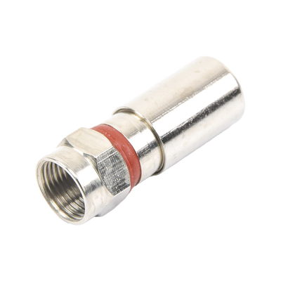 Conector F Macho / Compresión en Línea / Cable RG-6 / Cuerpo Bronce Niquelado / Contacto Oro / Aislante Teflón