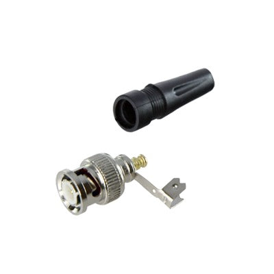 Conector BNC Macho / 75 Ohm / Base de Alivio PVC / Níquel-Oro-PTFE / RG-59 / 55 mm Longitud