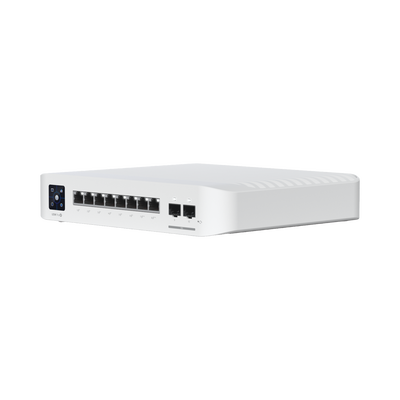 Switch administrable Capa 3 / 8 puertos GbE / 6 PoE+ af/at y 2 PoE++ 802.3bt / 2 SFP+ 10G / 120W PoE / Pantalla táctil 1.3"