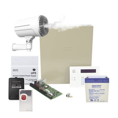 Kit Panel de Alarma con Generador de Niebla / 8 Zonas / Control Remoto / 250 Eventos / 8 Teclados / 3 Particiones