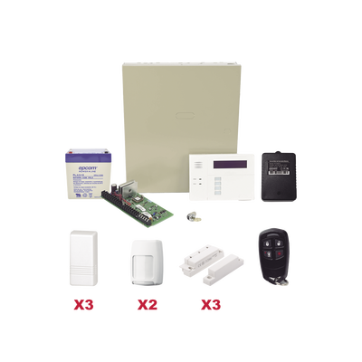 Kit Panel de Alarma Híbrido / 40 Zonas Inalámbricas / 8 Zonas Cableadas / 48 Códigos de Usuario / 5 Niveles de Armado / Teclado con Receptor RF Integrado