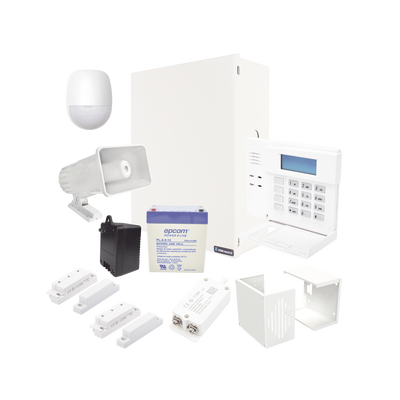 Kit de Panel de Alarma / Teclado Palabras Fijas / Sensores Alambricos / Control Intuitivo / Uso Comercial y Residencial