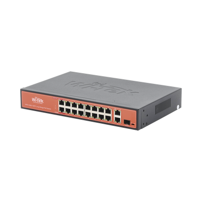 Switch PoE de largo alcance / 250m (820 pies) / 16 x 10/100Mbps PoE + 2 x Gigabit + 1 x SFP / 200W / No administrable