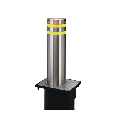 Bolardo Neumático / Acero Inoxidable 304 / Diámetro 220 mm / Altura 750 mm / Elevación 3-5 s / Resistencia Impacto 250,000 J / LED Rojo / 100 Ciclos/Hora