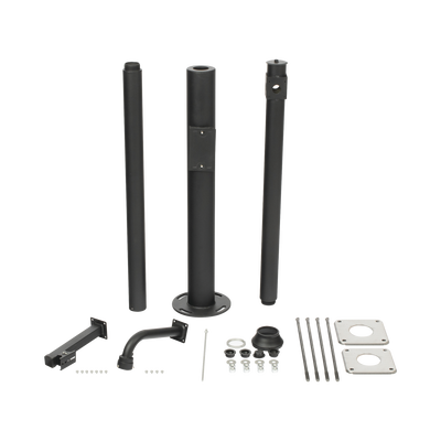 Poste Seccionado para Cámara PTZ / 3 m (9.8 ft) de Altura / 3 Secciones de 1 m / Base de Cimentación 330 mm / Soporte PTZ 48.5 mm / Sellos Impermeables / Color Negro