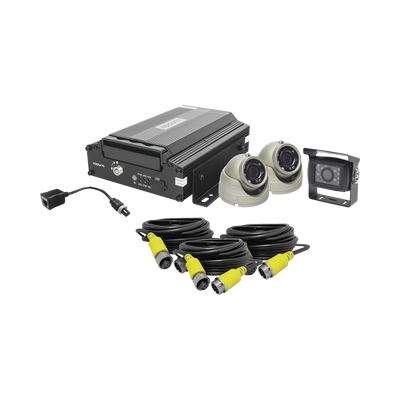 Kit DVR Móvil para Vehículo / 4 Canales AHD / 2 Megapixel / H.265 / 4G GPS WiFi / 3 Cámaras / Cables Aviación 7 m (23 ft)