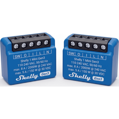 Relé Inteligente Wi-Fi / 1 Canal / 8 A (2000 W) / Contacto Seco / Ultra Compacto / Control por Voz / 2.4 GHz