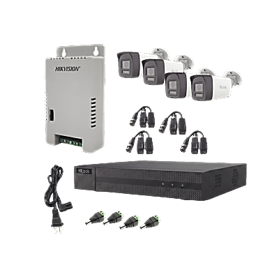 Kit de Videovigilancia TurboHD / 4 Canales + 1 IP / 2 Megapixel / Audio Bidireccional / Dual Light 30 m (98.4 ft) IR 20 m (65.6 ft) / Exterior IP67 / Fuente Regulada 12-15 VDC