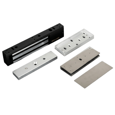 Kit de Control de Acceso / Chapa Magnética 600 lbs (272 kg) / Montaje en U para Puerta de Cristal / Uso Interior / UL / Aluminio Anodizado