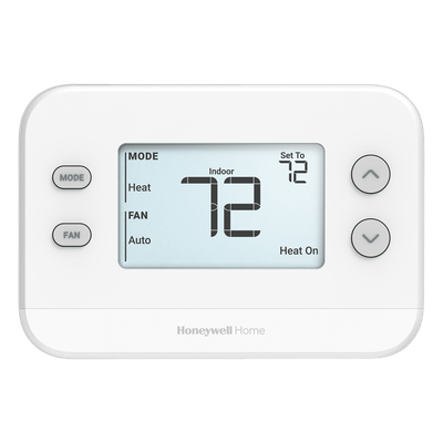 Termostato No Programable / 1H/1C / Pantalla 4.09 pulgadas / Precisión ±0.5 °C / Alimentación 24 VCA o Baterías AA