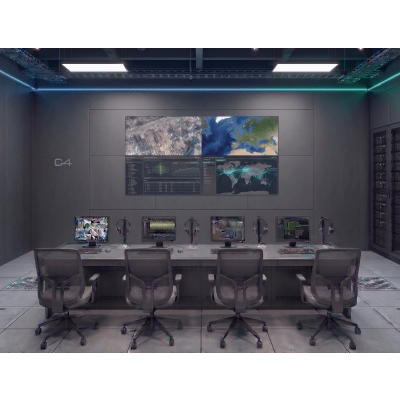 Videowall 2x2 / 4 Pantallas LCD 55" Full HD / Bisel 3.5 mm / Decodificador 16 Salidas HDMI 4K / Montaje de Pared / Operación 24/7