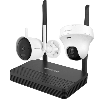Kit IP Inalámbrico / 4 Megapixel / NVS 4 Canales / 2 Cámaras Wi-Fi / Dual Light IR y Blanco / Audio Bidireccional / IP66 / Micro SD 512 GB