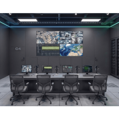 Kit Videowall 2x2 / 4 Pantallas 55" Full HD / Decodificador 16CH 4K / Base de Piso / Hikvision