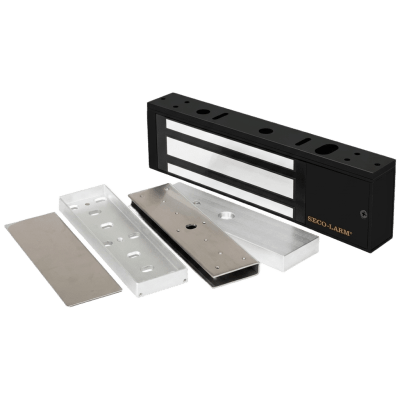 Kit de Control de Acceso / Chapa Magnética 1200 lbs (545 kg) / Montaje en U para Puerta de Cristal / Aluminio Anodizado / Uso Interior / UL