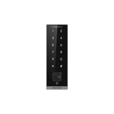 Teclado Esclavo de Control de Acceso / Lector Dual MIFARE 13.56 MHz y PROX EM 125 KHz / Bluetooth y Códigos QR / PIN Táctil / RS-485 Wiegand OSDP / Rango Térmico -40°C a 65°C
