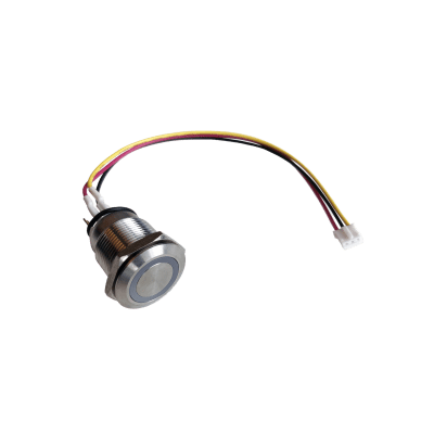 Botón de Acero Inoxidable / IP65 / 19 mm / LED Programable 3.3V / 4 Canales / Cable 60 cm (1.97 ft)