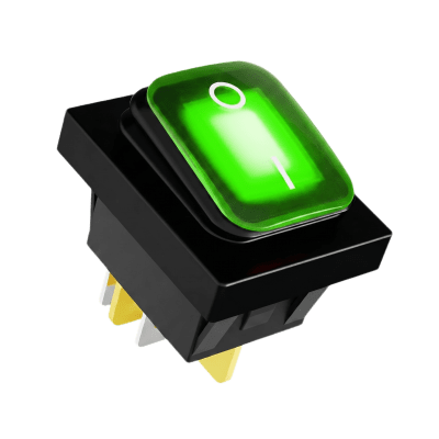 Interruptor Industrial / LED Verde / IP65 / NO-COM-NC / -40°C a 125°C / 30A / 38 x 28 x 29.5 mm