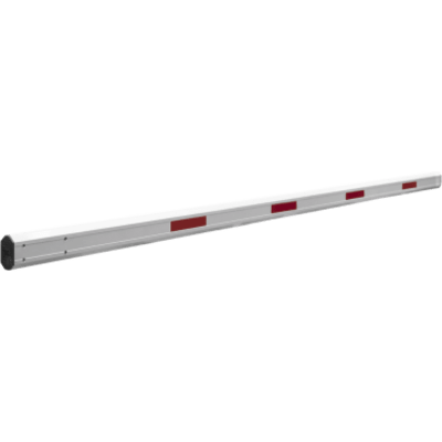 Brazo Telescópico para Barrera / Aluminio / 8 m (26.2 ft) / Bandas Rojas de Alta Visibilidad / Acabado Blanco