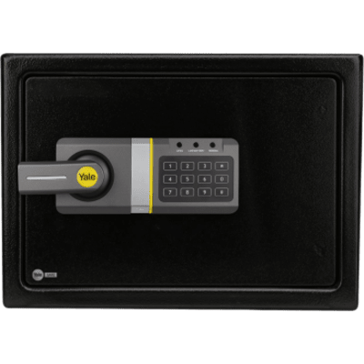 Caja Fuerte Electrónica / Apertura por Código y Llave / 2 Bulones de Acero / Bloqueo por Intento Fallido / 350 x 250 x 250 mm (13.8 x 9.8 x 9.8 in) / Alimentación 6 Vcc