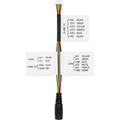 Arnés de Refacción / Alimentación / Entradas de Alarma / RS485 / Control de Cerradura / Cableado por Colores