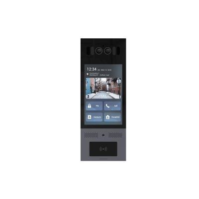Frente de Calle IP / IK10 / IP66 / LCD 8 Pulgadas / Reconocimiento Facial / QR y PIN / 3 Puertas / Bluetooth / NFC / SIP / ONVIF