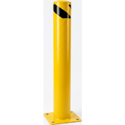 Bolardo Fijo de Acero / Diámetro 114 mm / Altura 910 mm (2.99 ft) / Grosor de Pared 2 mm / Base Soldada 150 x 150 mm / Pintura en Polvo