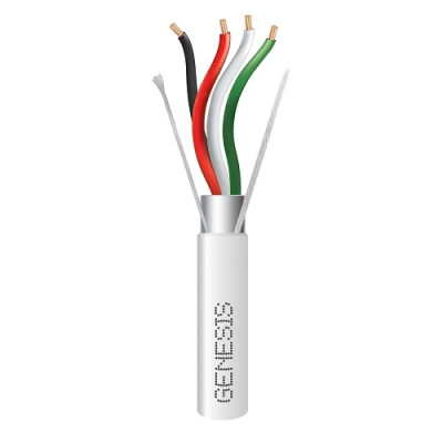 Bobina de Cable / 305 m (1000 pies) / 4 x 18 AWG / Blindado / Riser / Blanco / Audio, Control de Acceso y Automatización