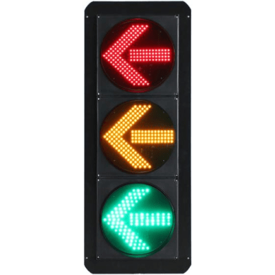 Semáforo Vertical de Giro Izquierdo / LED de Cuatro Elementos / Carcasa PC y ABS / IP53 / Transformador AC 24V / Flecha Izquierda / Protección IP53 / Vida Útil LED ≥100,000 Hrs