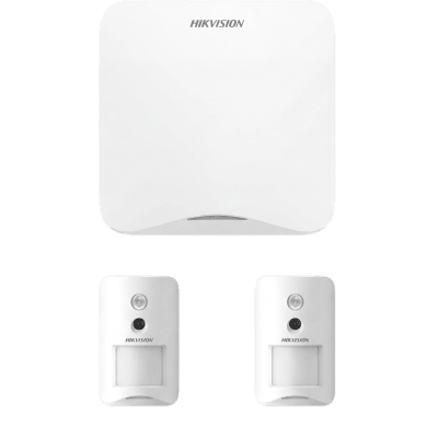 Kit de Alarma Inalámbrico / Panel Wi-Fi 1200 m (3937 ft) / 16 Zonas / 2 Cámaras PIR 320 x 240 / Detección 10 m (32.8 ft) 90° / Inmunidad Mascotas 24 kg / Batería 2 Años