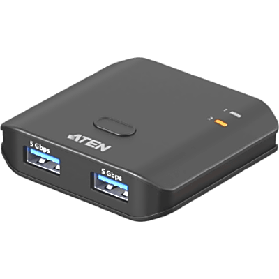Switch USB 3.2 Gen 1 Essentials | 2 Puertos USB Tipo-A | 2 Computadoras | 5 Gbps | InstaSync | Botón Físico | Diseño Compacto | Plug-and-Play