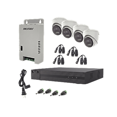Kit de Videovigilancia TurboHD / DVR 4 Canales + 1 IP / 4 Cámaras Eyeball 2 MP / ColorVu / Dual Light 40 m (131.2 ft) / Audio Bidireccional / IP67
