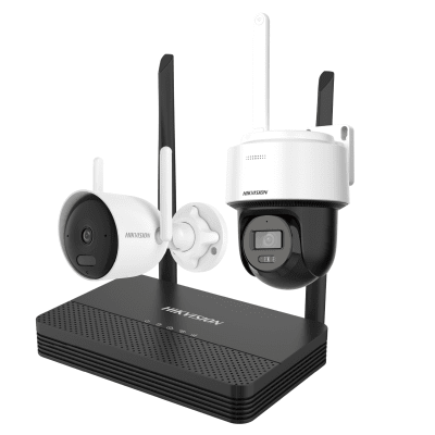 Kit IP Inalámbrico / 2 Megapixel / NVS 4 Canales / 2 Cámaras Wi-Fi / Dual Light 30 m (98.4 ft) / Audio Bidireccional / 97° HFOV