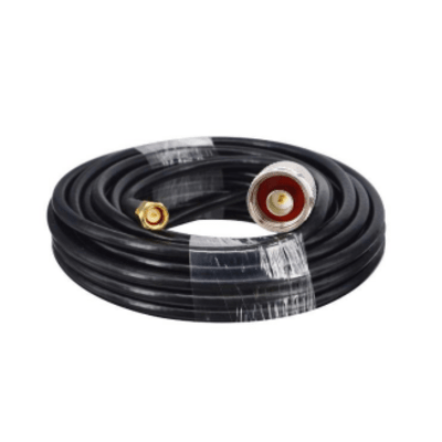 Cable Coaxial / Baja Pérdida / 10 m (32.8 ft) / Impedancia 50 Ω / Operación 5-3000 MHz / Apantallamiento >90 dB / Conectores N y SMA Macho