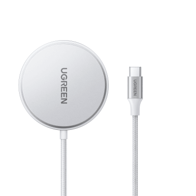 Cargador Inalámbrico Magnético / 15W / Qi 2 Certificado / USB-C 9V 2.2A / Eficiencia 83% / Cable 1.5 m (4.9 ft) / Material PC+ABS+Aluminio
