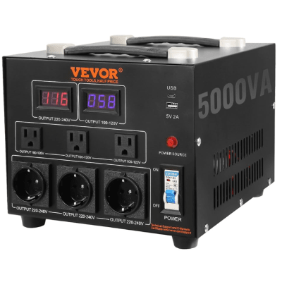 Transformador Convertidor de Voltaje / 5000 W / 110-220 Vca / 15 A / 50-60 Hz / USB 5 V