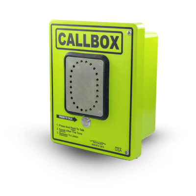 Intercomunicador Bidireccional / 2 W (AC) / 800 mW (Batería) / Audio Ajustable de Alta Intensidad / IP65 / Carcasa Antivandálica de Fibra de Vidrio / Control de Acceso por Relay / Entrada de Sensor