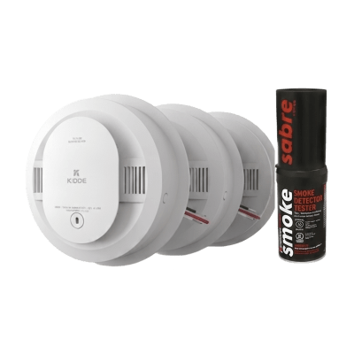 Kit de 20 Detectores de Humo Autónomos KIDDE con Batería 10 Años / Probador SABRE SDI / Fotoeléctrico / Alarma 85 dB