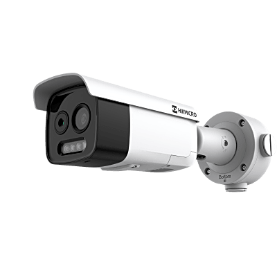 Cámara Bala Bi-Espectral / Térmica 256×192 / Óptica 5 MP / Personas 120 m (393.7 ft) / Fuego 74.4 m (244.1 ft) / Alarma / PoE