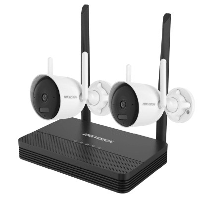 Kit de Videovigilancia IP Inalámbrico / 2 Megapixel / NVS 4 Canales / 2 Cámaras Bala / Dual Light 30 m (98.4 ft) IR + 20 m (65.6 ft) Luz Blanca / Wi-Fi 2.4 GHz / Audio Bidireccional