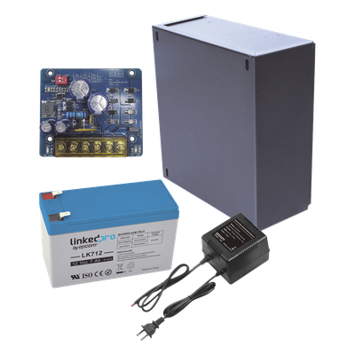 Kit Fuente de Poder con Batería de Respaldo / Salida 12 VCC 2.5 A / Batería AGM 4.5 Ah / Protección Sobretensión y Cortocircuito / Gabinete Interior