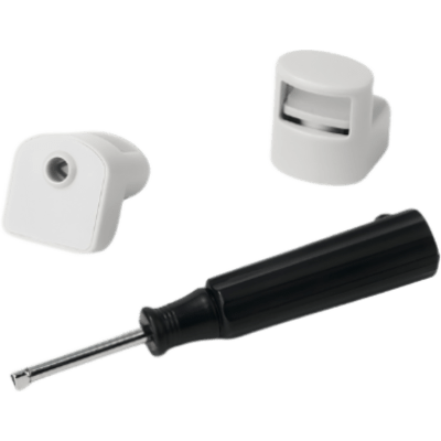 Etiqueta Mecánica Óptica / Bloqueo Mecánico / RF / Blanco / Dimensiones 25 x 23 x 27 mm (0.98 x 0.91 x 1.06 in) / Prevención de Robos